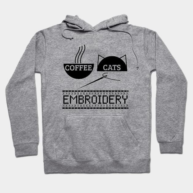 Coffee Cats Embroidery Funny Quote Needlework Gift Hoodie by bigD